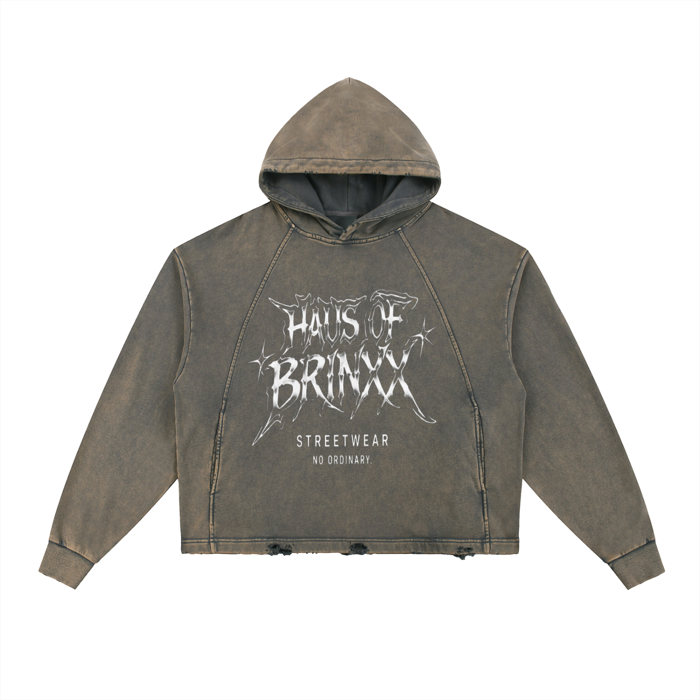 Vintage Washed Frayed-Hem Hoodie