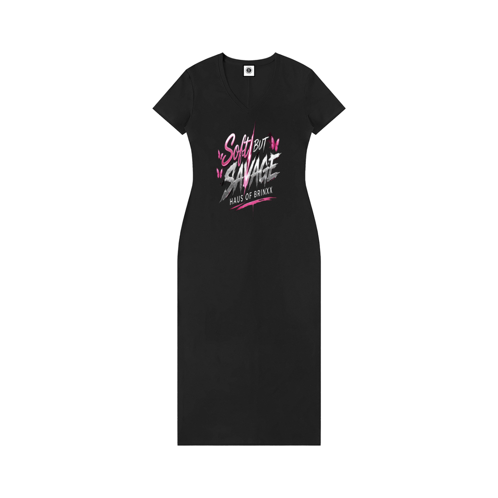 Women's V-Neck Short Sleeve Maxi Dress