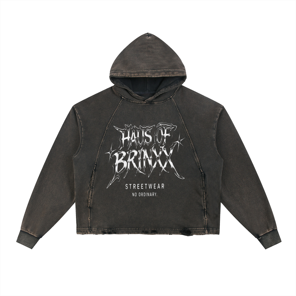 Vintage Washed Frayed-Hem Hoodie