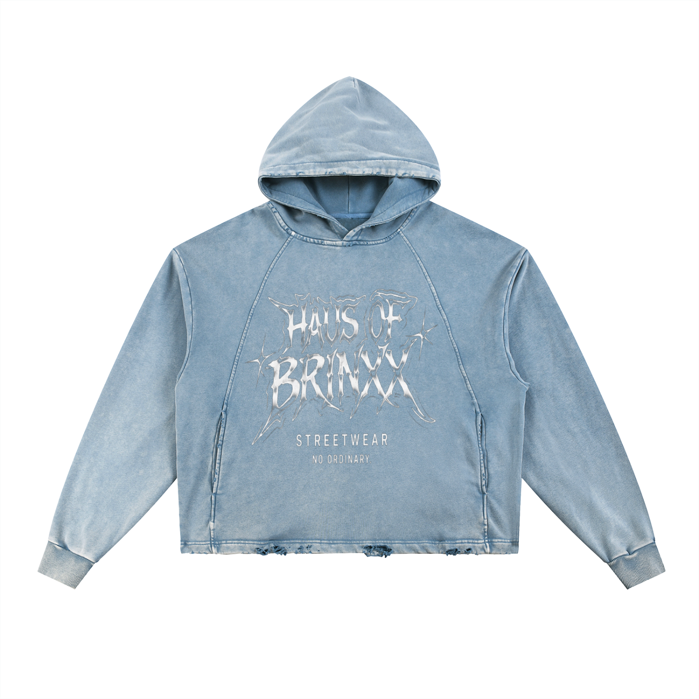 Vintage Washed Frayed-Hem Hoodie