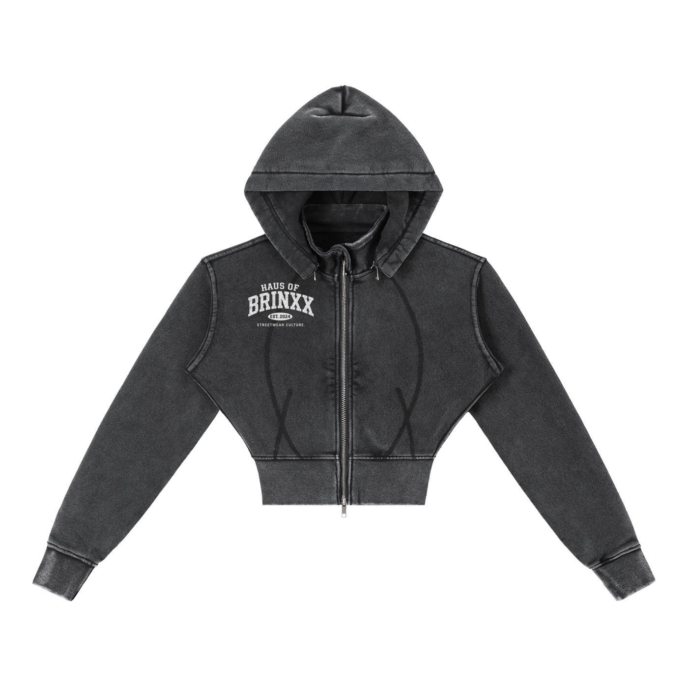 Vintage Washed Cropped Fleece Hoodie
