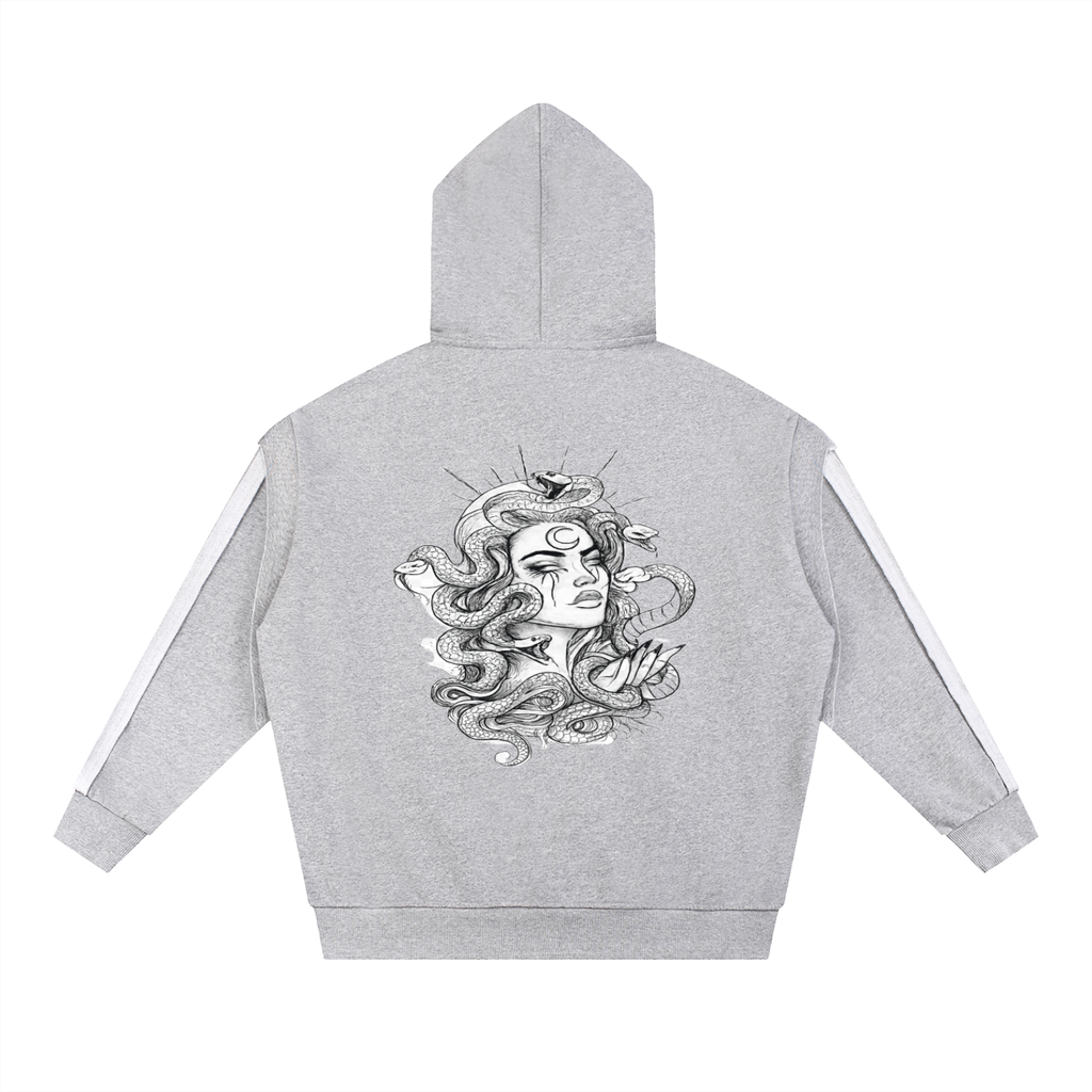 Contrast Tape Raw Edge Double Layered Hoodie