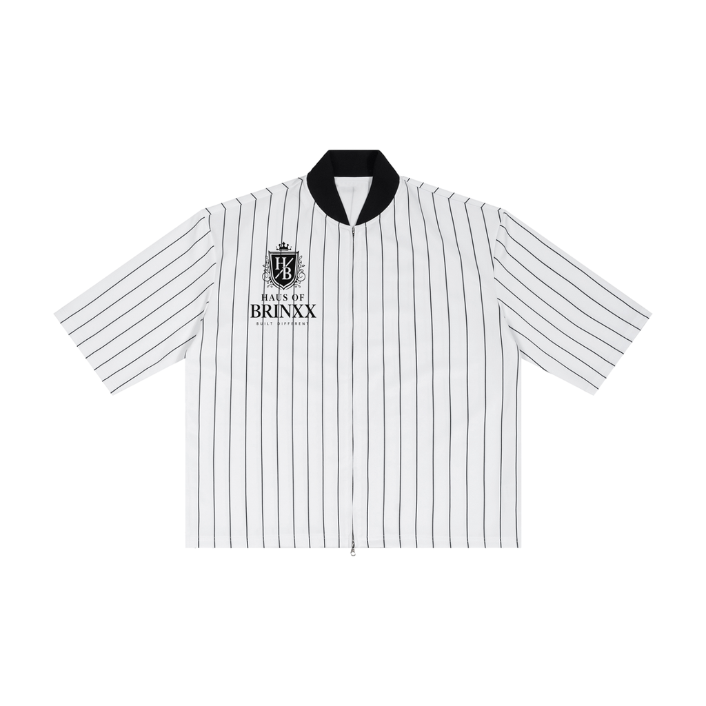 Unisex Striped Full-Zip Baseball Jersey