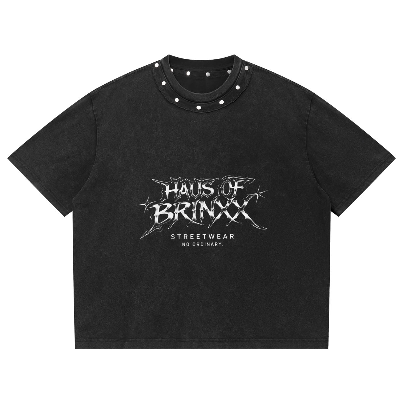 Unisex Washed Boxy Studded T-Shirt