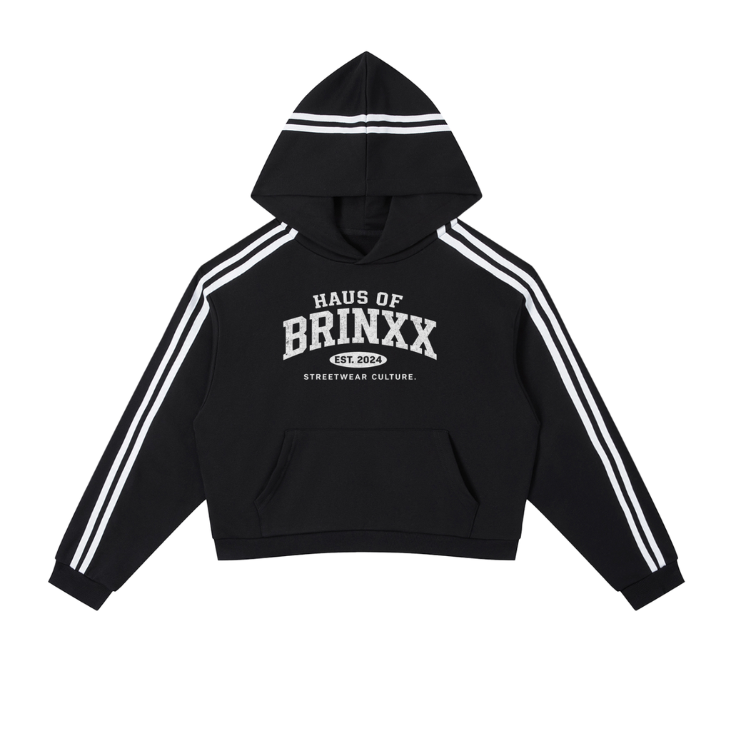 Contrast Side Stripe Cropped Hoodie
