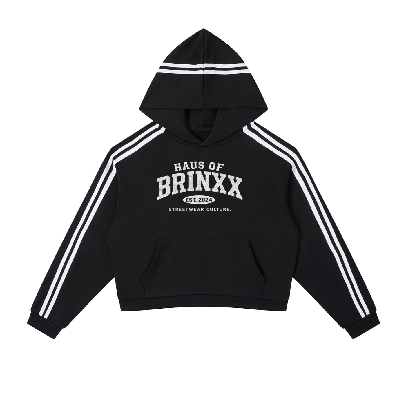 Contrast Side Stripe Cropped Hoodie
