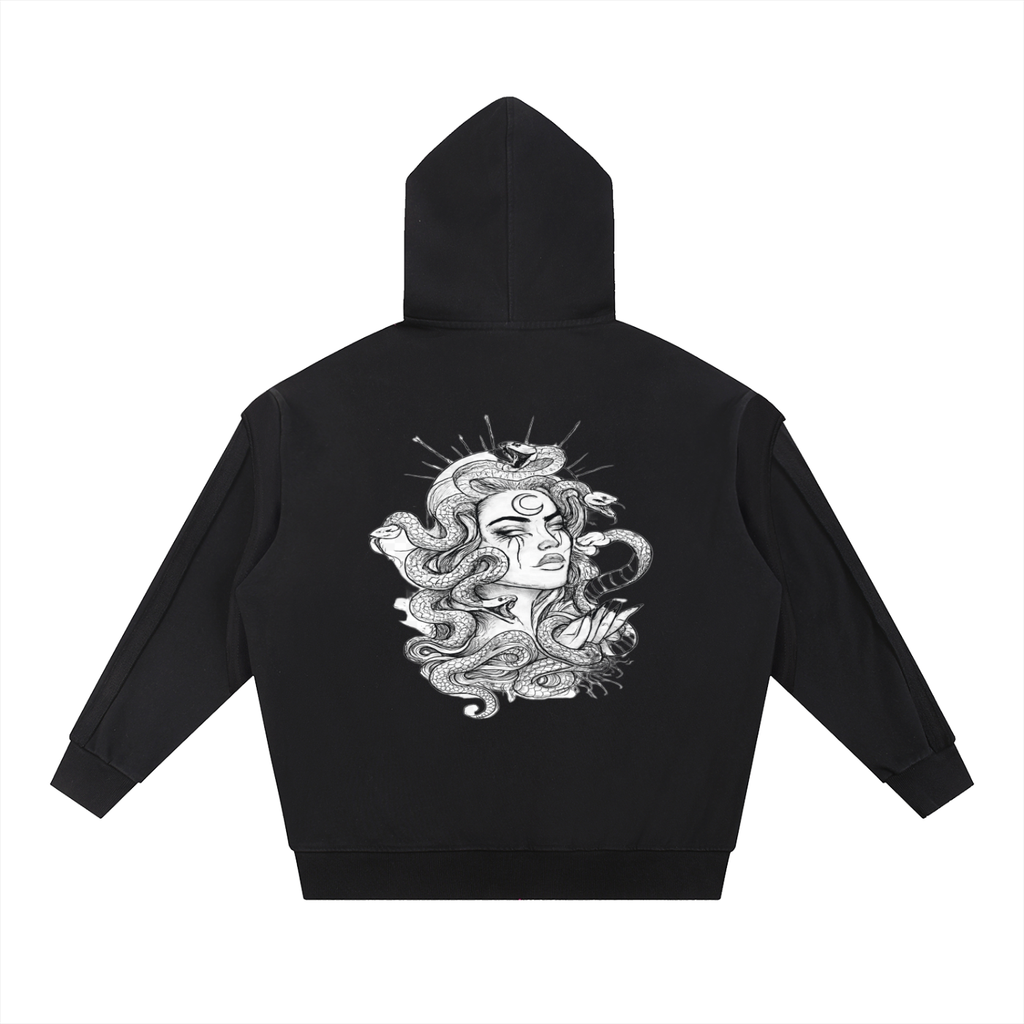 Contrast Tape Raw Edge Double Layered Hoodie