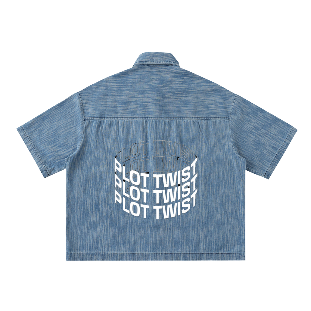 Distressed Wash Short-Sleeve Shirt