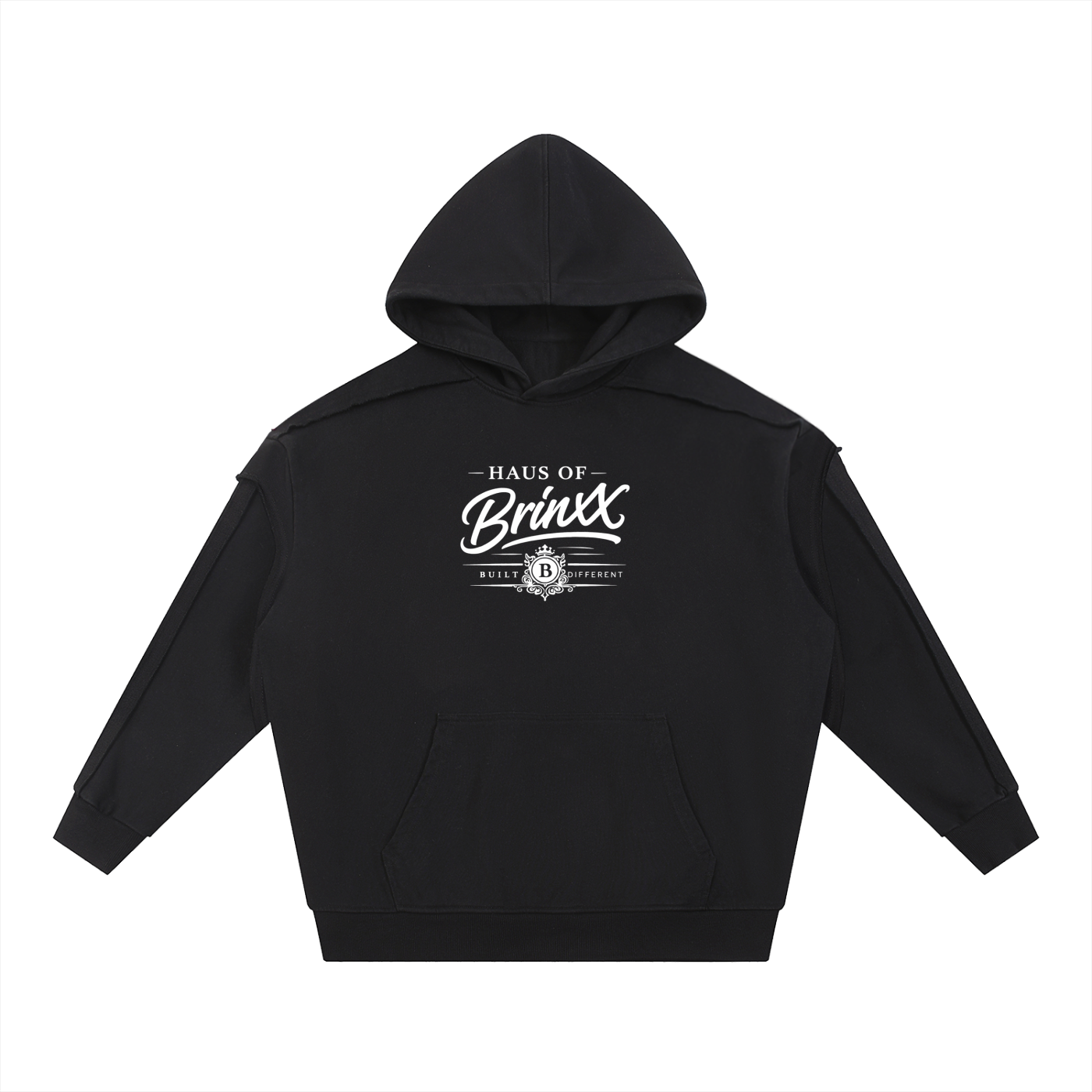 Contrast Tape Raw Edge Double Layered Hoodie