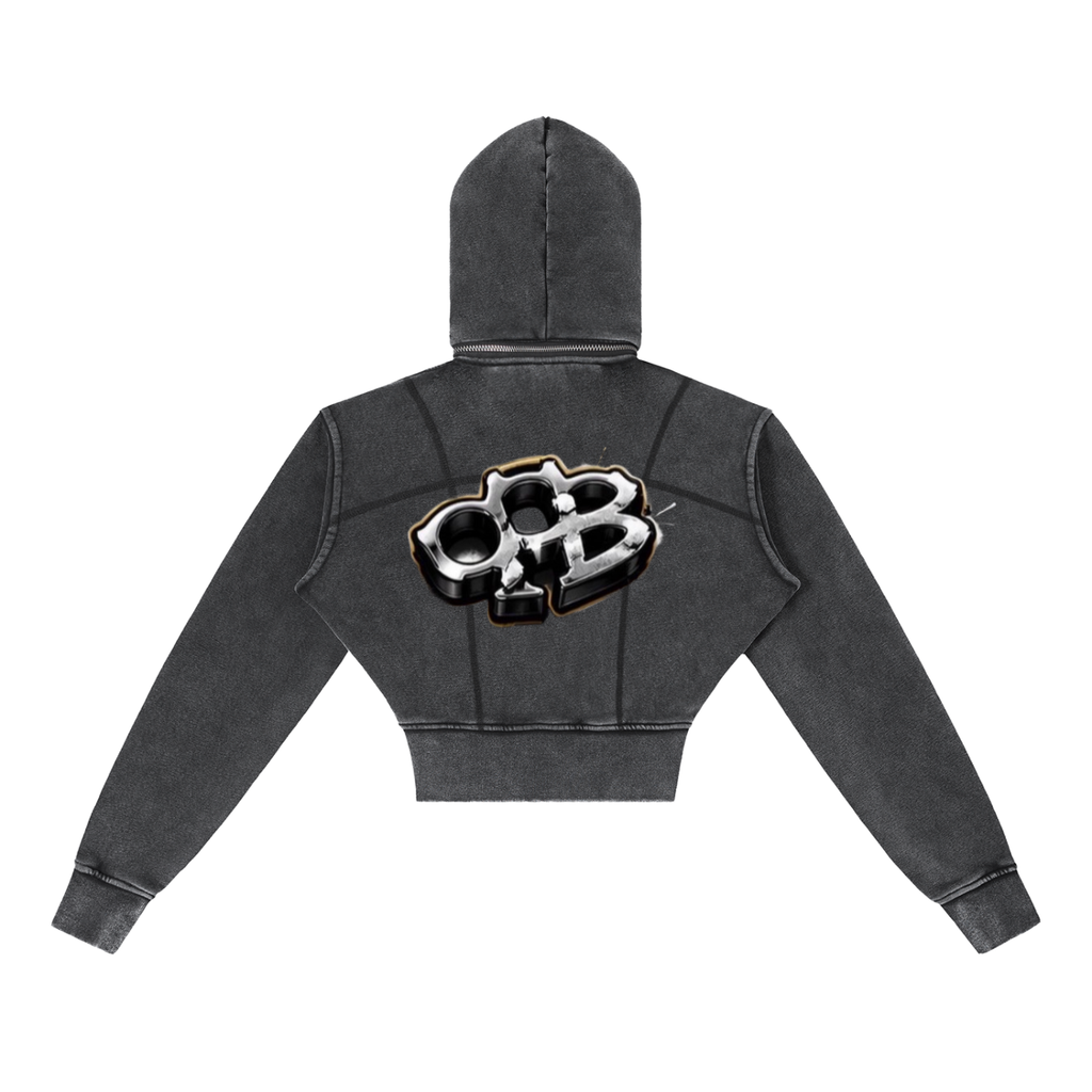 Vintage Washed Cropped Fleece Hoodie