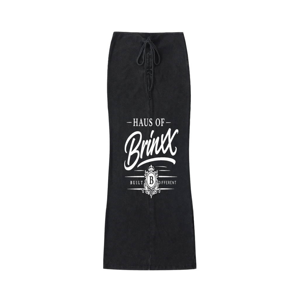 Dyed Washed Drawstring Maxi Skirt