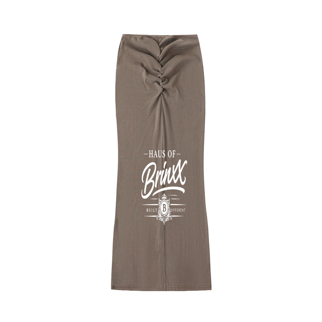 Dyed Washed Drawstring Maxi Skirt