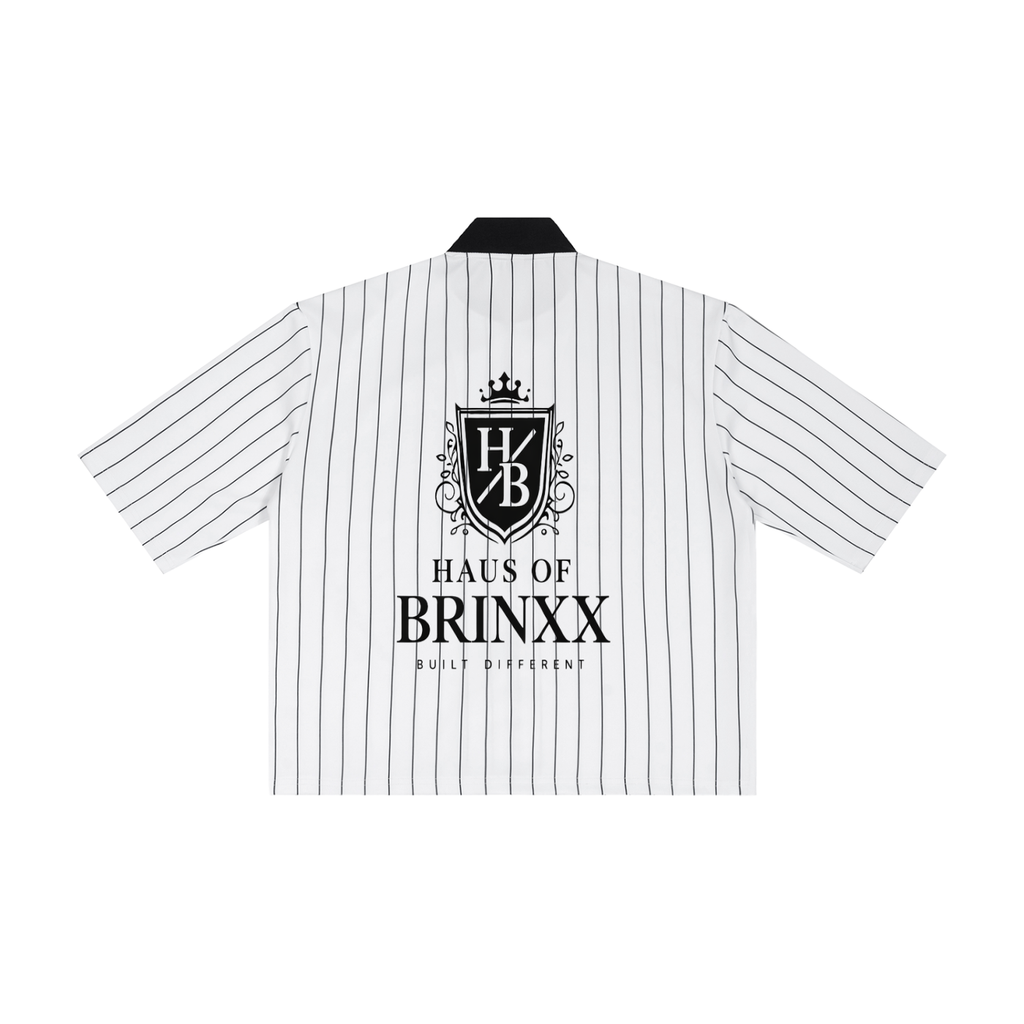 Unisex Striped Full-Zip Baseball Jersey